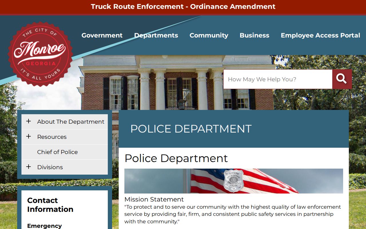Official Monroe Police Department webpage