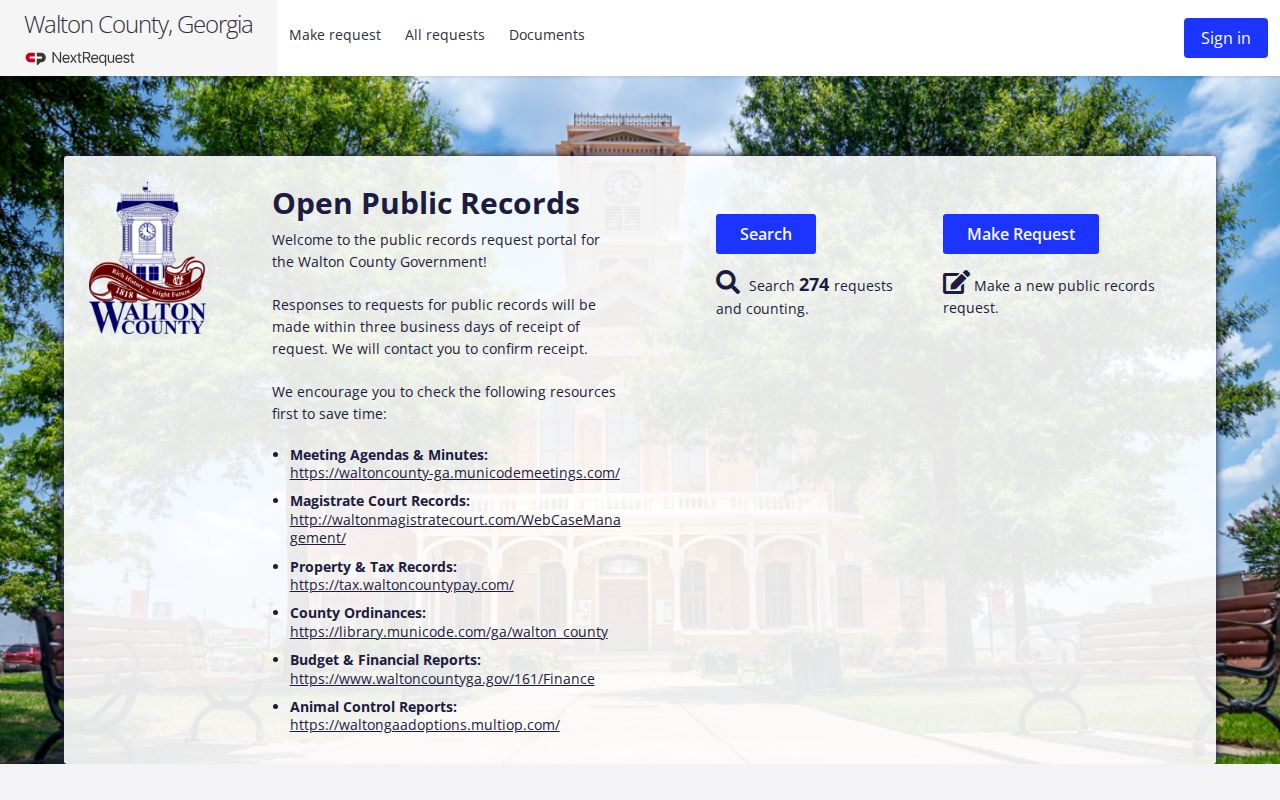 Walton County open records request page