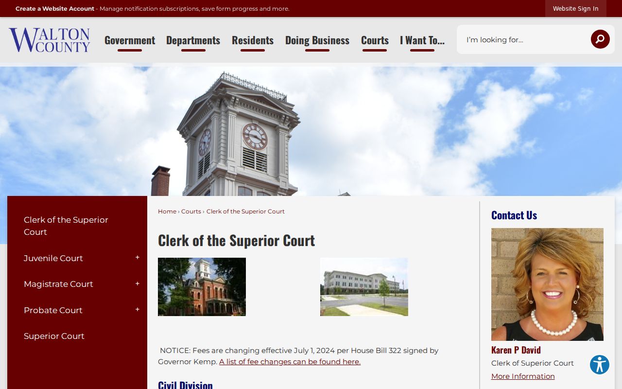 Walton County Superior Court clerk page