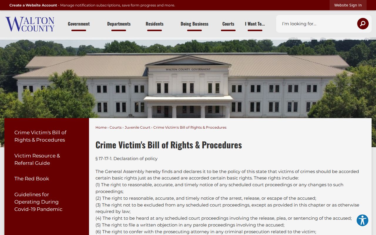 Walton County crime victim rights and protection information